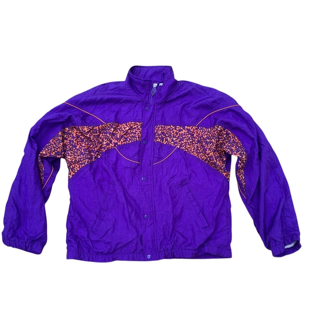 Vintage New Balance Windbreaker Jacket Purple Orange Patterned Mens Medium Retro